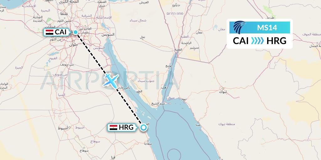 MS14 EgyptAir Flight Map: Cairo to Hurghada