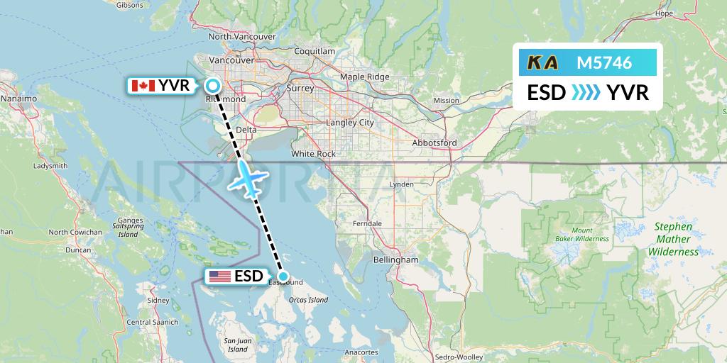 M5746 Kenmore Air Flight Map: Eastsound to Vancouver