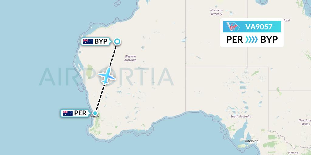 VA9057 Virgin Australia Flight Map: Perth to Barimunya