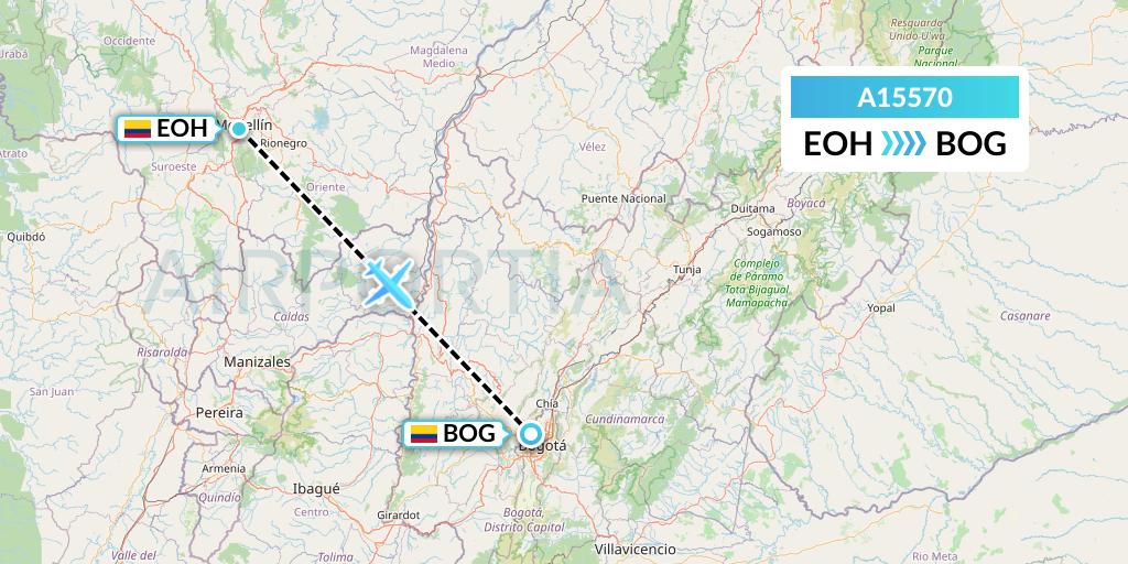 A15570 A.p.g. Distribution Systems Flight Map: Medellin to Bogota