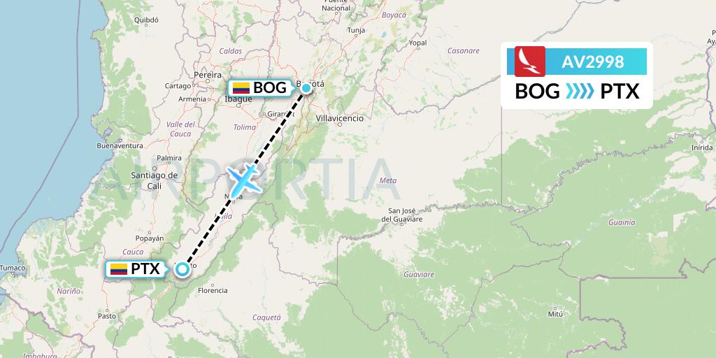 AV2998 Avianca Flight Map: Bogota to Pitalito