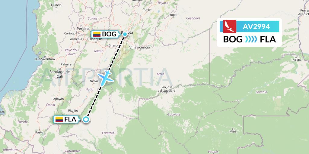 AV2994 Avianca Flight Map: Bogota to Florencia