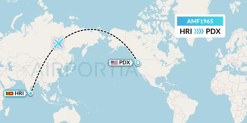 AMF1965 Ameriflight Flight Map: Hambantota to Portland