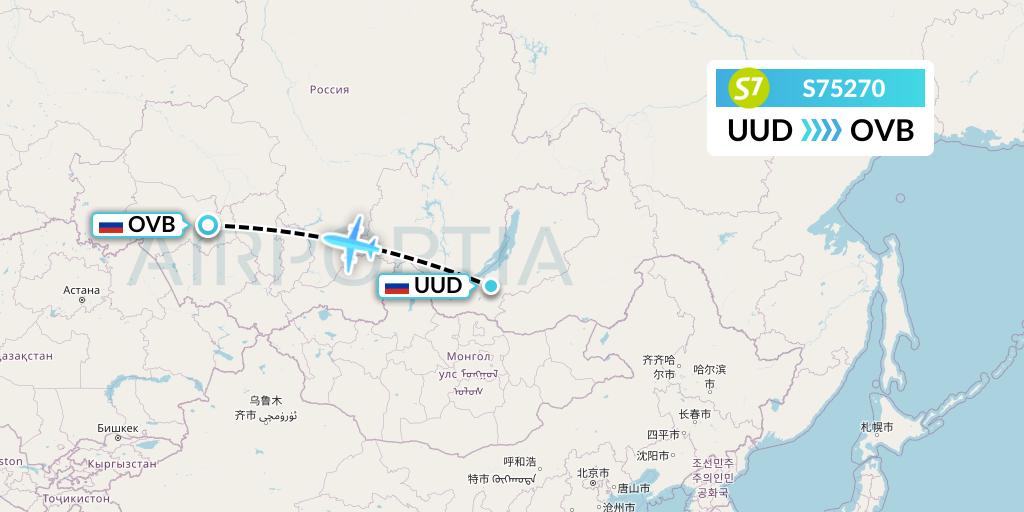 S75270 S7 Airlines Flight Map: Ulan-Ude to Novosibirsk