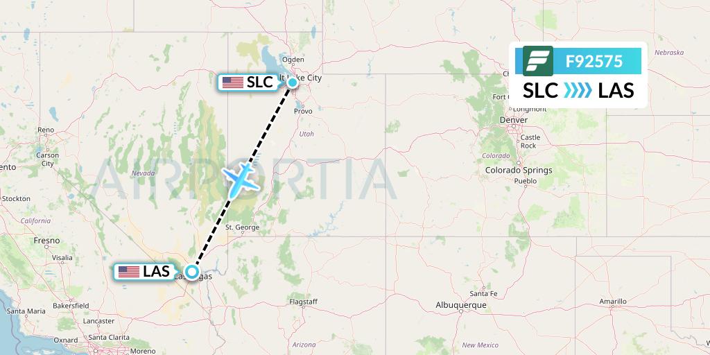 F92575 Frontier Airlines Flight Map: Salt Lake City to Las Vegas