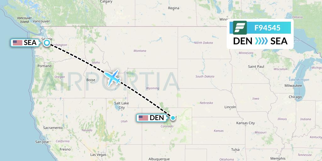 F94545 Frontier Airlines Flight Map: Denver to Seattle