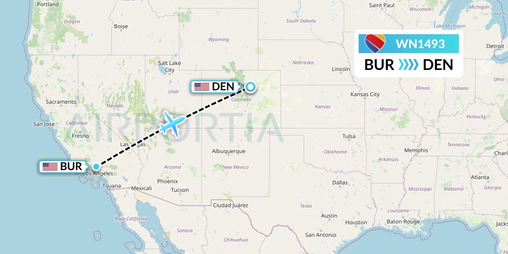WN1493 Southwest Airlines Flight Map: Burbank to Denver