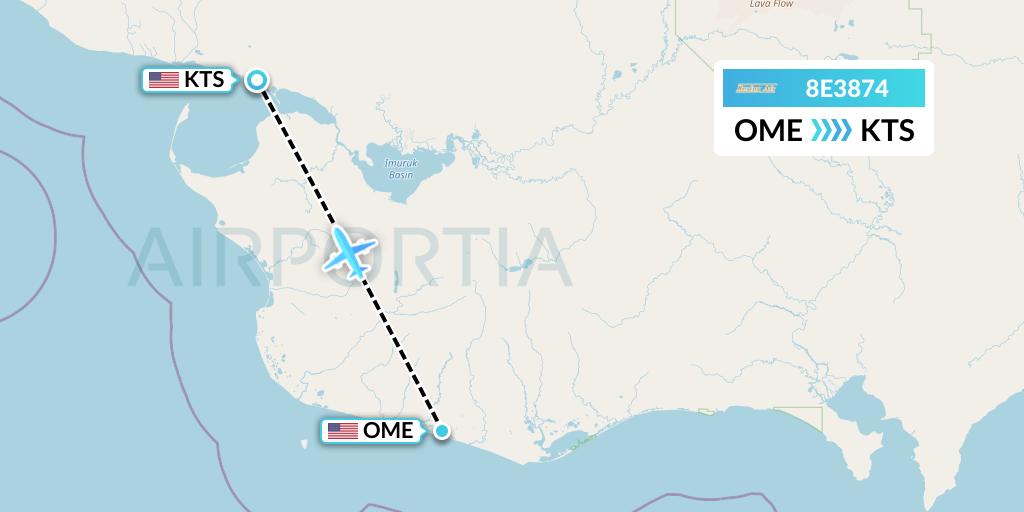 8E3874 Bering Air Flight Map: Nome to Brevig Mission