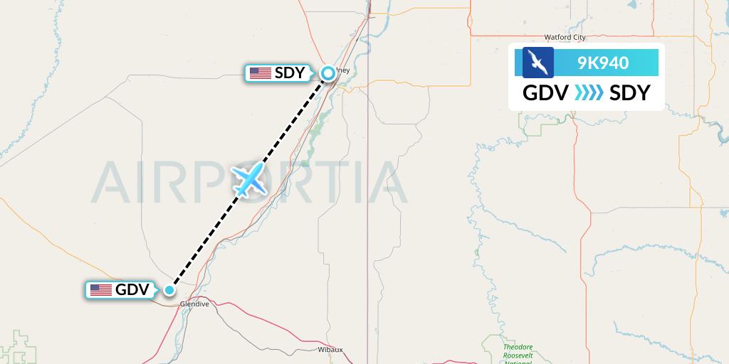 9K940 Cape Air Flight Map: Dawson to Sidney