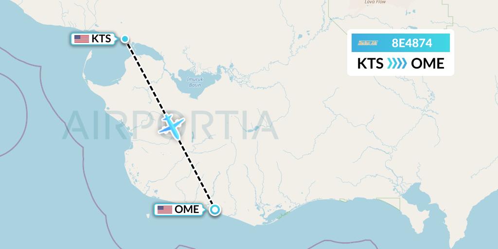 8E4874 Bering Air Flight Map: Brevig Mission to Nome