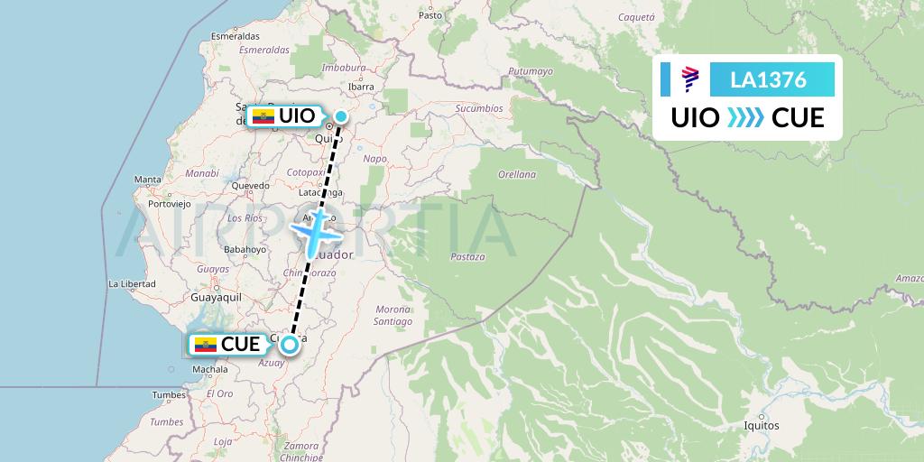 LA1376 LAN Airlines Flight Map: Quito to Cuenca