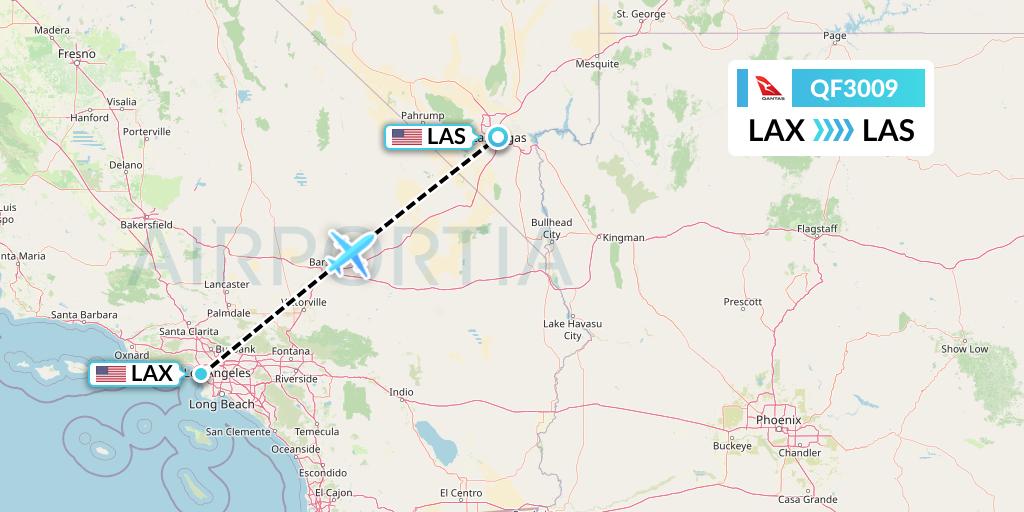 QF3009 Qantas Flight Map: Los Angeles to Las Vegas