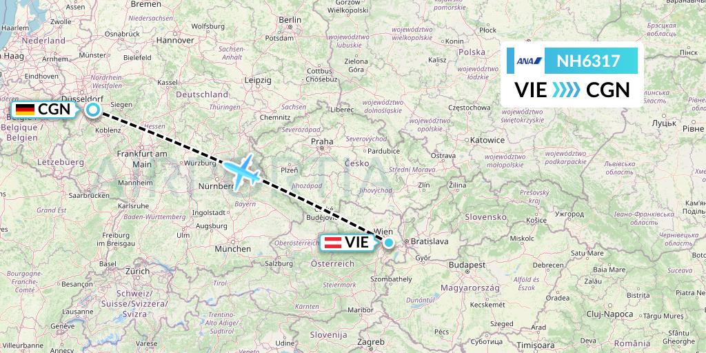 NH6317 All Nippon Airways Flight Map: Vienna to Cologne