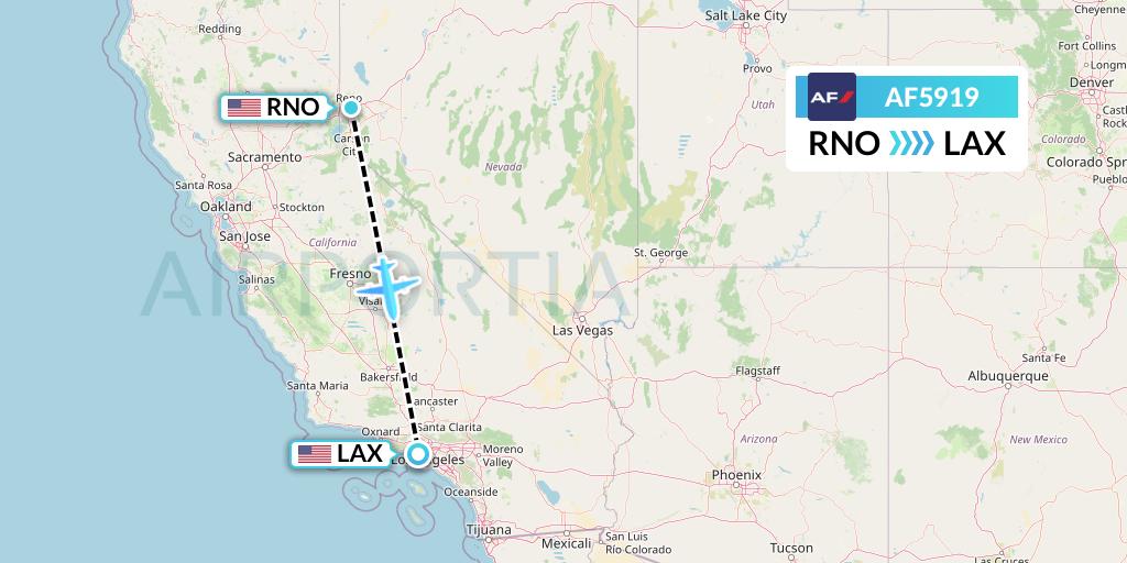 AF5919 Air France Flight Map: Reno to Los Angeles
