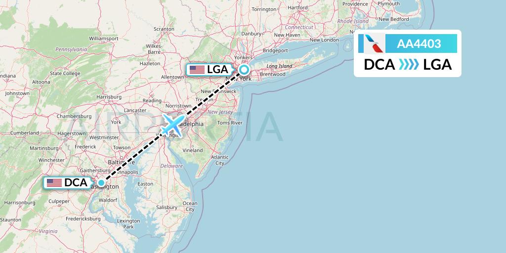 AA4403 American Airlines Flight Map: Washington to New York