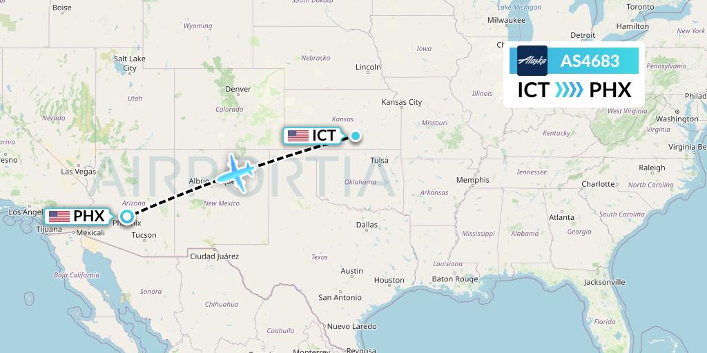 AS4683 Alaska Airlines Flight Map: Wichita to Phoenix