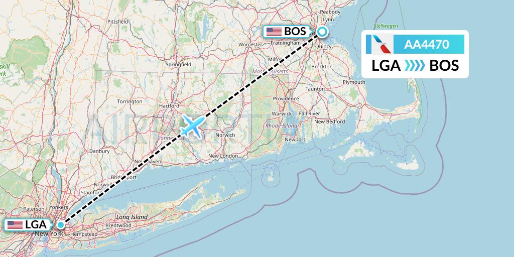 AA4470 American Airlines Flight Map: New York to Boston