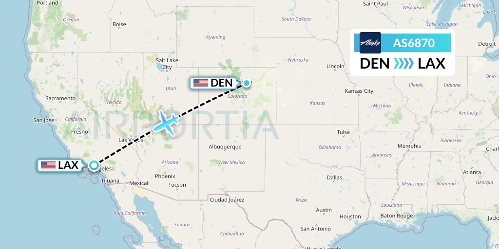 AS6870 Alaska Airlines Flight Map: Denver to Los Angeles