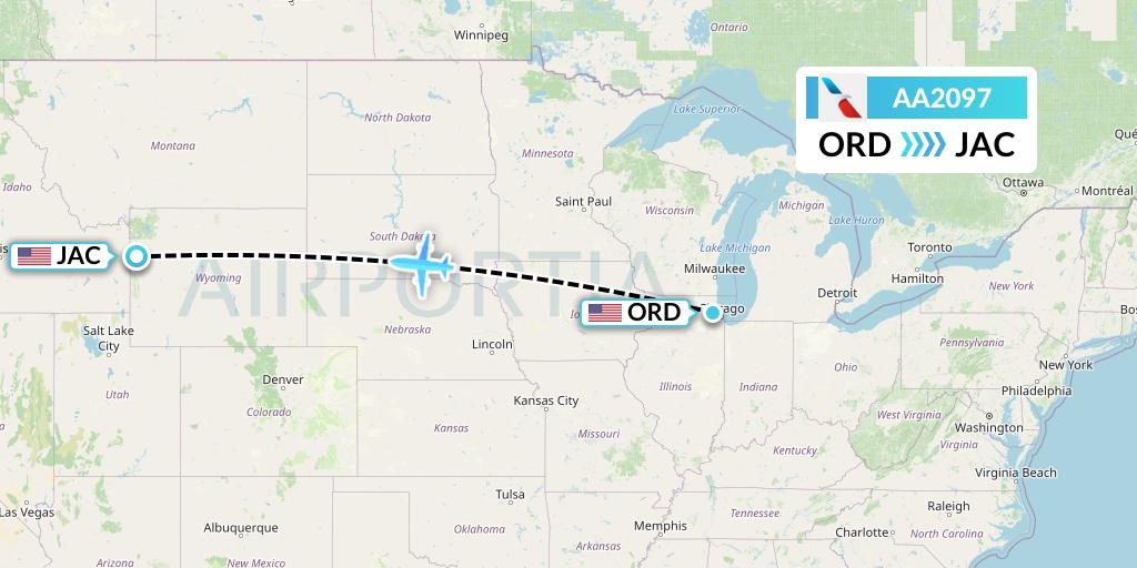 AA2097 American Airlines Flight Map: Chicago to Jackson