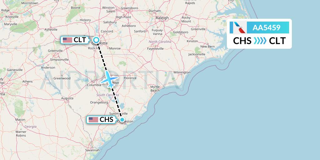 AA5459 American Airlines Flight Map: Charleston to Charlotte