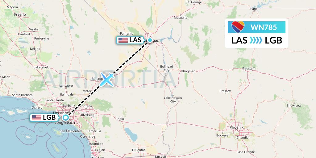 WN785 Southwest Airlines Flight Map: Las Vegas to Long Beach