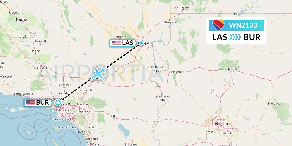 WN2133 Southwest Airlines Flight Map: Las Vegas to Burbank