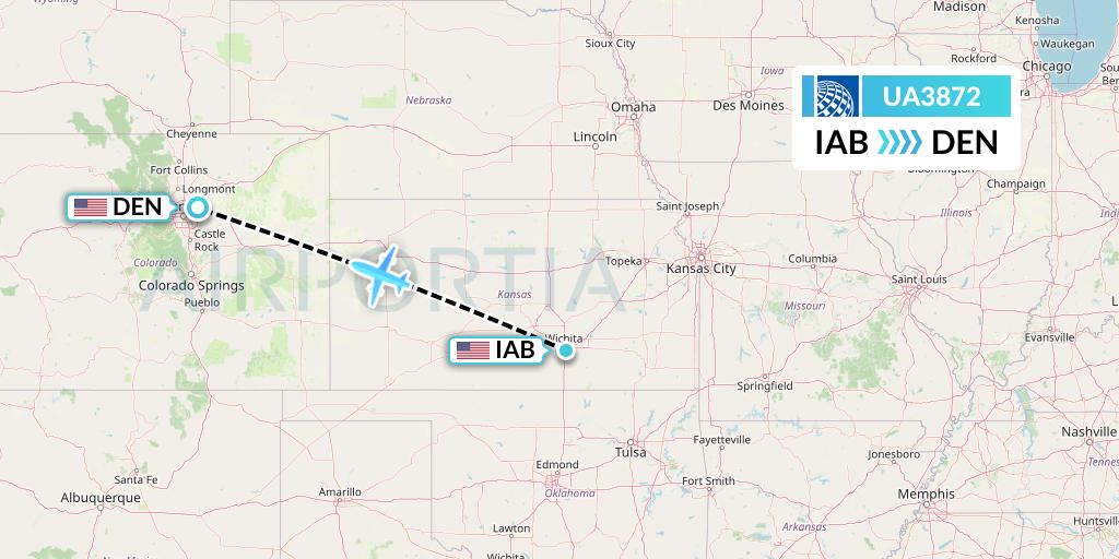 UA3872 United Airlines Flight Map: Wichita to Denver