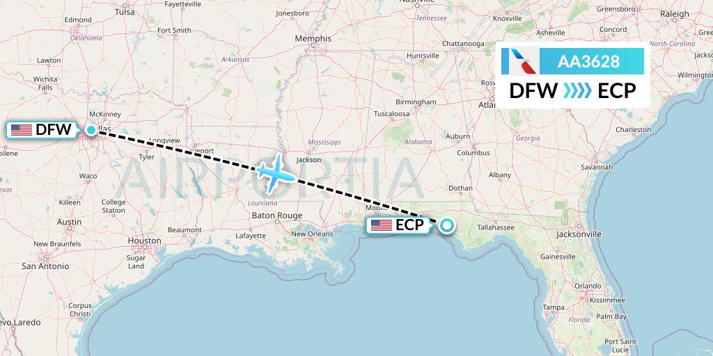 AA3628 American Airlines Flight Map: Dallas to Panama City