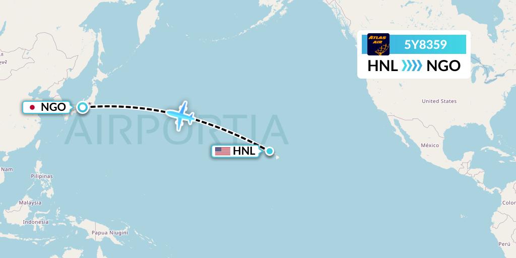 5Y8359 Atlas Air Flight Map: Honolulu to Nagoya