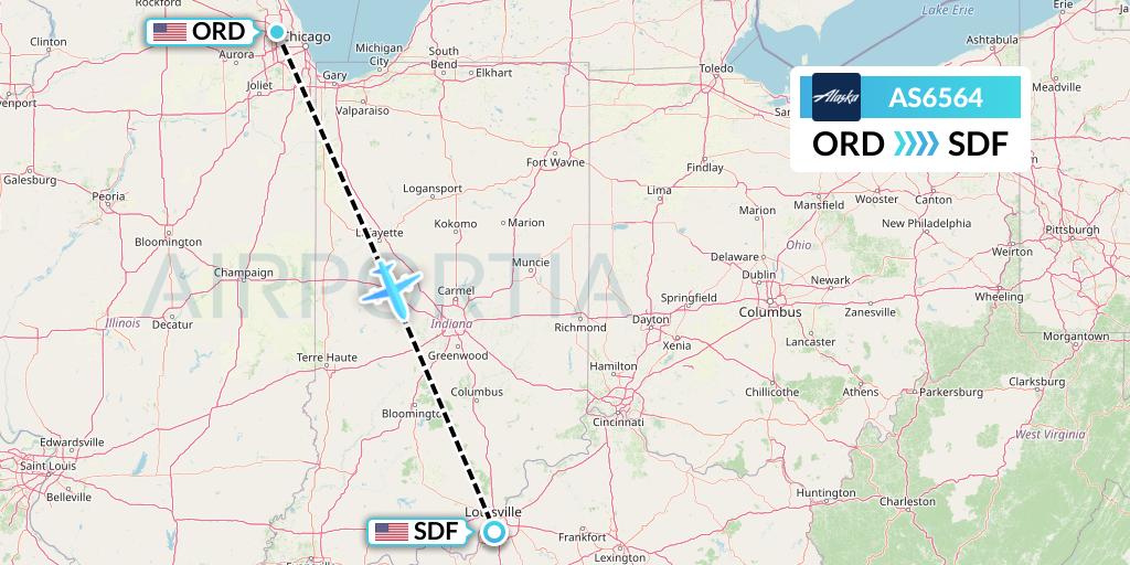 AS6564 Alaska Airlines Flight Map: Chicago to Louisville