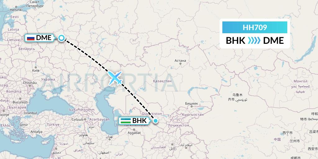 HH709 Qanot Sharq Flight Map: Bukhara to Moscow