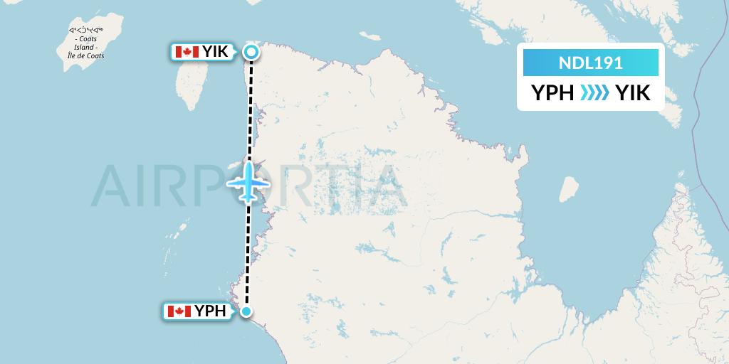 NDL191 Chrono Aviation Flight Map: Inukjuak to Ivujivik