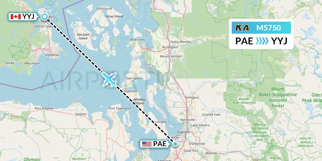 M5750 Kenmore Air Flight Map: Everett to Victoria