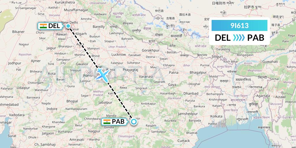 9I613 Air India Regional Flight Map: Delhi to India