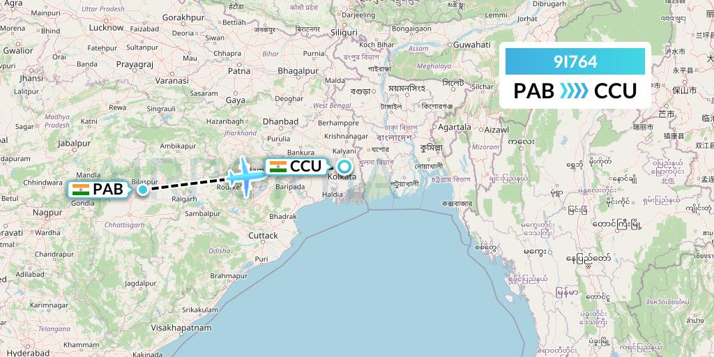 9I764 Air India Regional Flight Map: India to Kolkata
