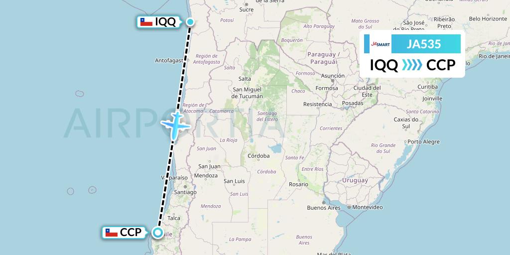 JA535 JetSMART Flight Map: Iquique to Concepcion