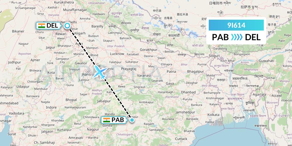 9I614 Air India Regional Flight Map: India to Delhi
