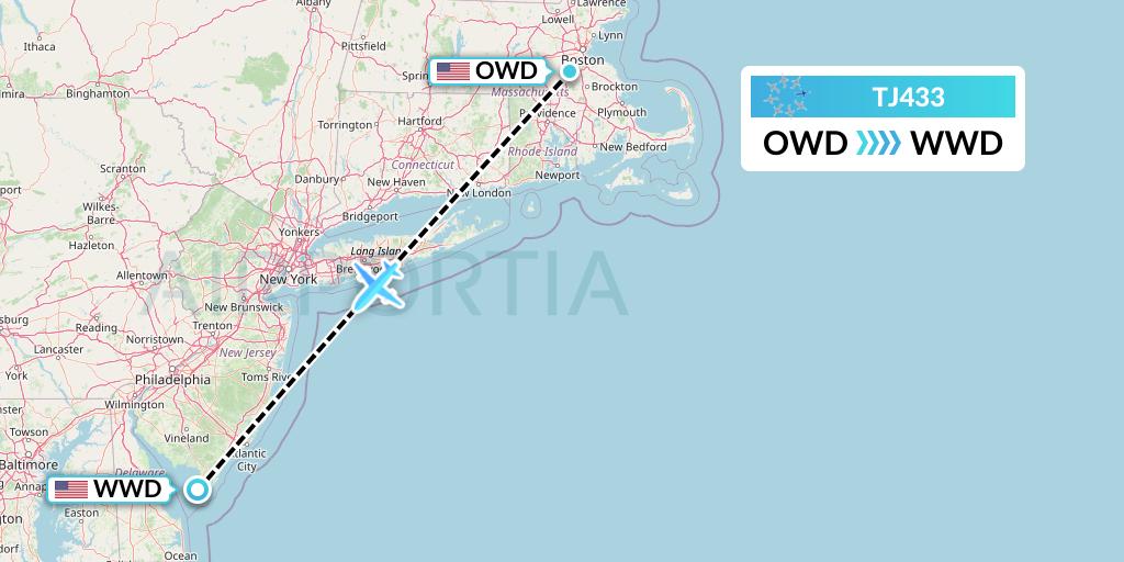 TJ433 Tradewind Aviation Flight Map: Norwood to Wildwood
