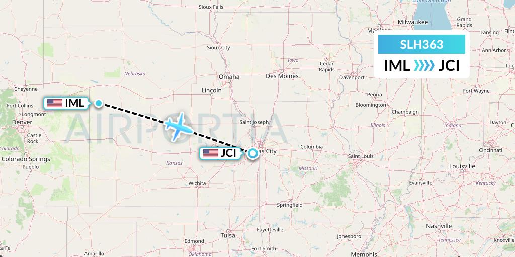 SLH363 Silverhawk Aviation Flight Map: Imperial to Olathe