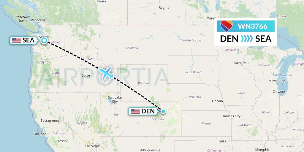 WN3766 Southwest Airlines Flight Map: Denver to Seattle