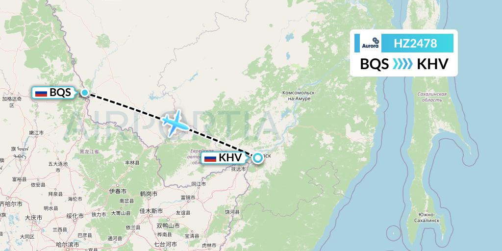 HZ2478 Aurora Flight Map: Blagoveshchensk to Khabarovsk