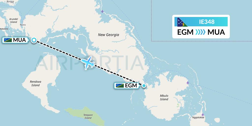 IE348 Solomon Airlines Flight Map: Sege to Solomon Islands
