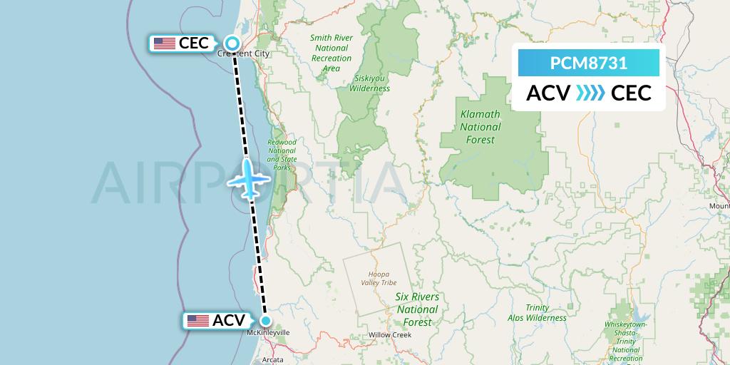 PCM8731 Westair Industries Flight Map: Eureka to Crescent City