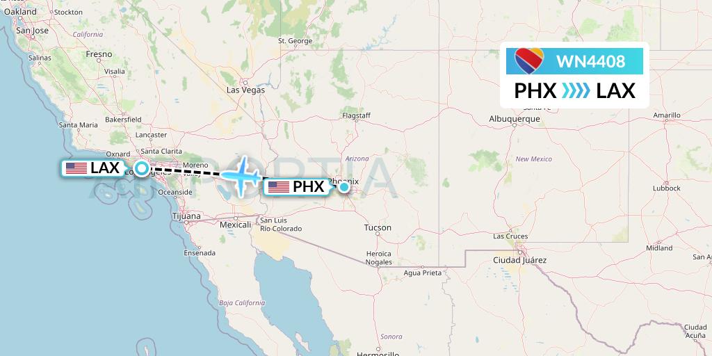 WN4408 Southwest Airlines Flight Map: Phoenix to Los Angeles