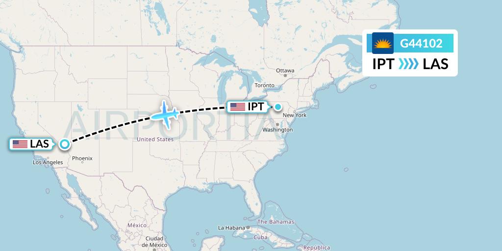 G44102 Allegiant Air Flight Map: Williamsport to Las Vegas
