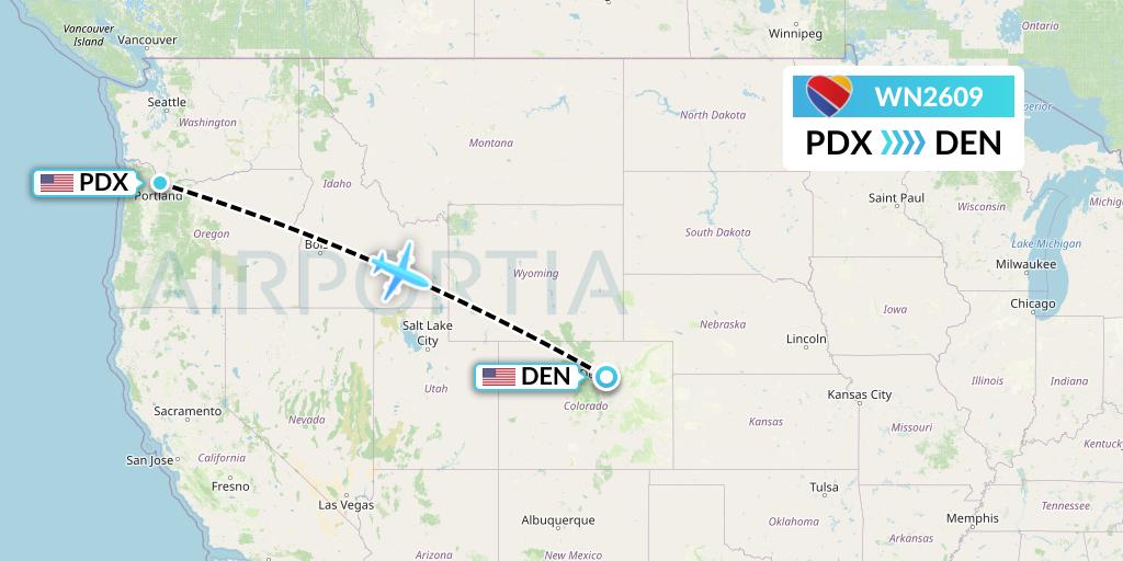 WN2609 Southwest Airlines Flight Map: Portland to Denver