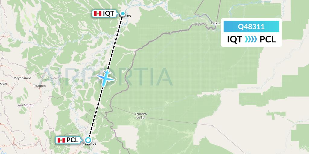 Q48311 Euroairlines Flight Map: Iquitos to Pucallpa