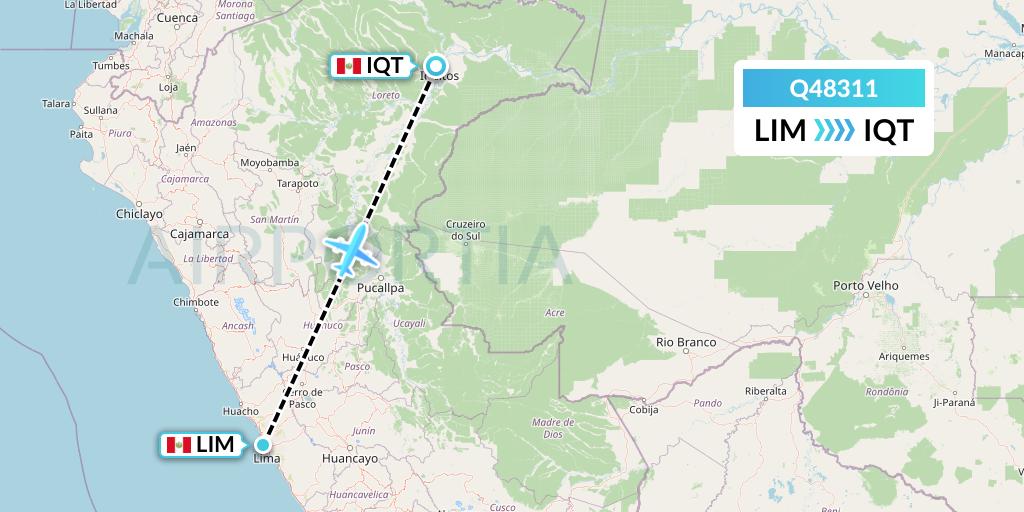 Q48311 Euroairlines Flight Map: Lima to Iquitos