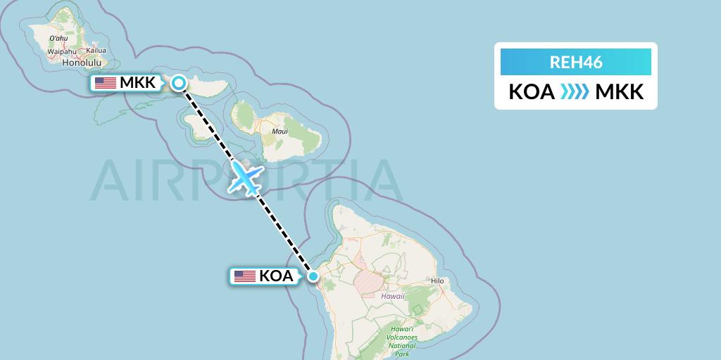 REH46 Reach Air Medical Services Flight Map: Kailua-Kona to Kaunakakai