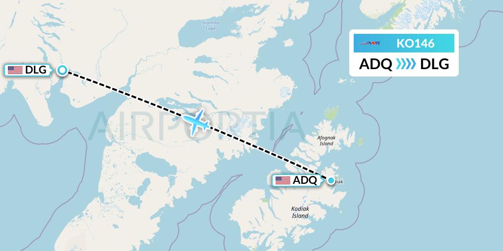 KO146 Komiaviatrans Flight Map: Kodiak to Dillingham